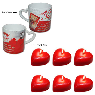 "Valentine Love Mug-024 + Heart Shape Candles - Click here to View more details about this Product